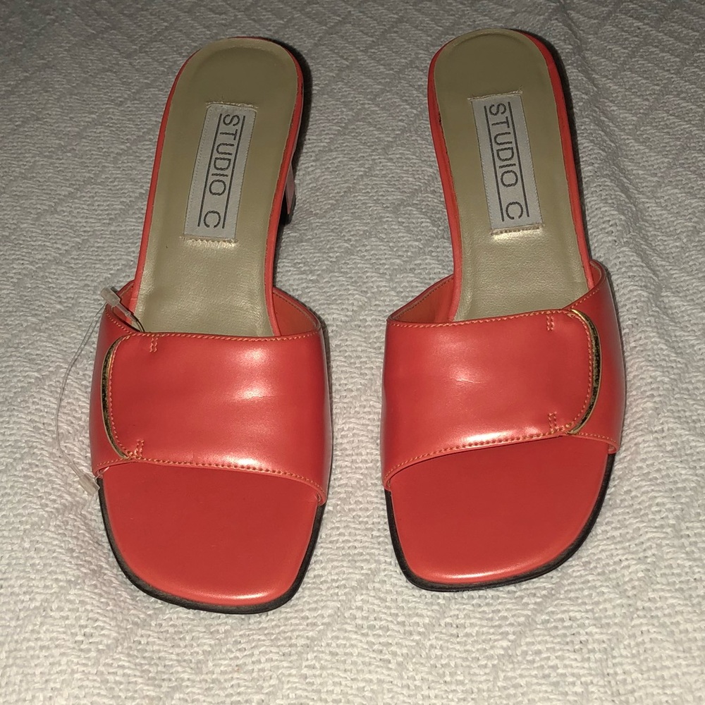 Studio C Deep Coral Slip On Mule Heel